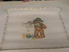 Handpainted Needlepoint Canvas   Teddy Bear With Bees - New - 2-54R