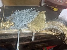 Lot Of Christmas Floral Picks Gold /Silver Glitter Wreath Making Decorations