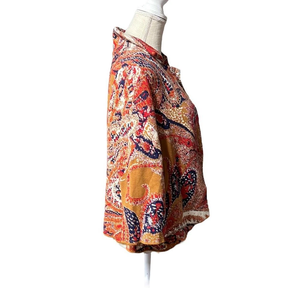 Chaqueta Blazer Moth Anthropologie Intarsia Boho Patrón Cachemira Rojo Tostado Para Mujer XS Foto 3 de 4