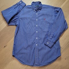 Ralph Lauren Shirt Men's sz L Classic Fit Blue Stripe Long Sleeve Button Down