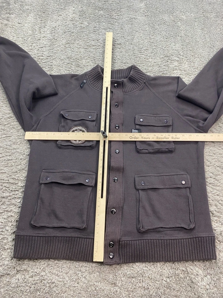 De Colección Rocawear Suéter Hombres 2XL Marrón A Presión Militar Carga Utilidad Años 90 Cárdigan Y2K Foto 4 de 4