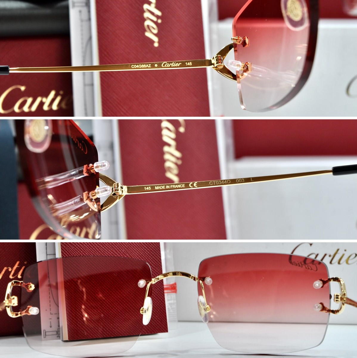 New mod.022 CARTIER Rimless PICCADILLY BIG C Decor Gold