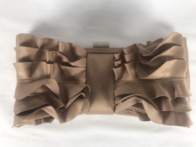 GLINT  Rose Gold Clutch With Cross Body Silver Chain Link
