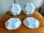 4 Vintage Indiana Tiara Hexagonal Sandwich Milk Glass bowls 6 1/4" EUC