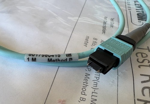 1-35M MPO/Male to MPO/Male OM4 8 Core Optic Fiber Patch Cord Cable Aqua - 第 1/4 張圖片
