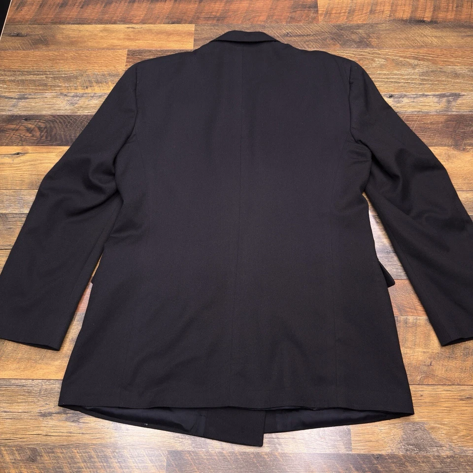 Blazer Vintage Stanley Blacker Doble Pecho 42 Largo Negro Dorado Botones Lana Foto 2 de 4