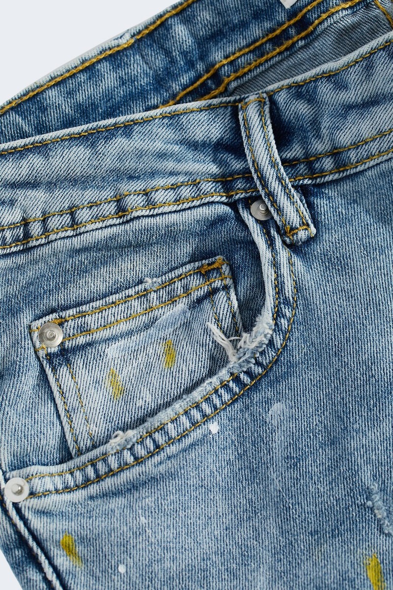 ZARA Men's 'Ripped Paint Splatter Skinny' Denim Jeans