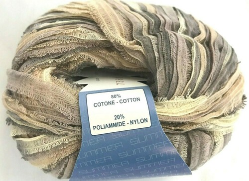 Lana Gatto RIO Yarn Skein Ribbon Looped Edge Cream Beige Grey Frayed #7360 - Picture 3 of 5