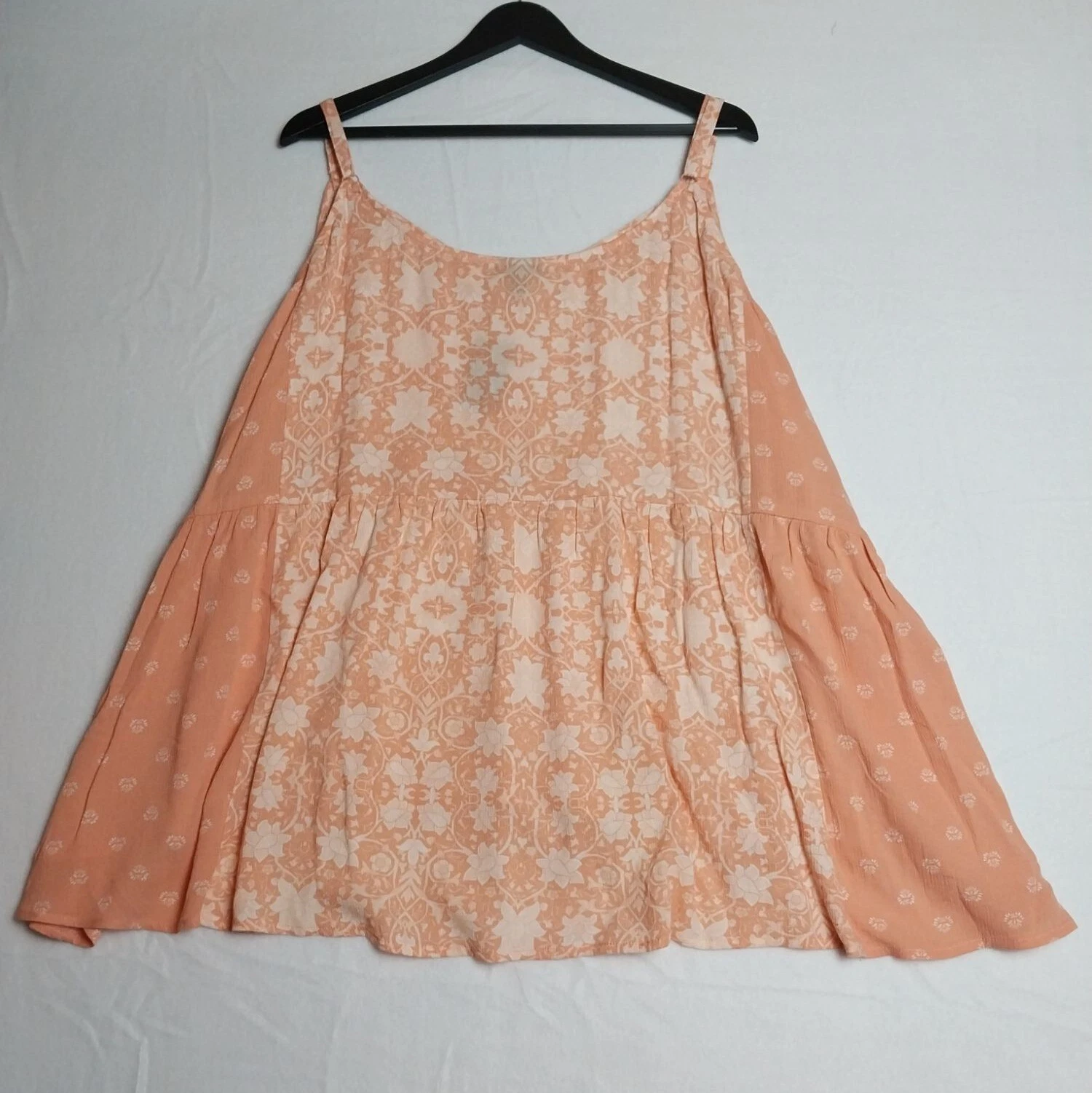 Torrid Shirt Womens 5XLarge Peach Floral Crinkle Tank Gauze Adjustable NWT - product detail image 4