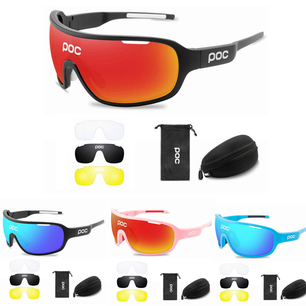 New Mens Womens POC Cycling Glasses 3 lens Bike Bicycle