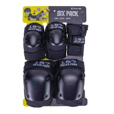 187 Killer Pads L/XL Six Pack, Skateboard Knee Pads, Elbow Pads, Wrist Guards
