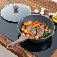 NEW - 12-inch Saute Pan with Lid, Nonstick Deep Frying Pan Skillet