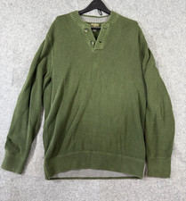 Eddie Bauer Outdoor Outfitters Pullover Sweater Mens L Green Henley Neck Knit