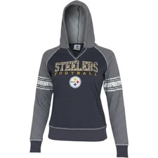 NFL Team Apparel Pittsburgh Steelers Hoodie Womens Medium Gray Cotton Pullover