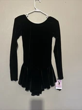 Mondor - Black Velvet long sleeve Ice Skating dress size (large )ladies new ❄️