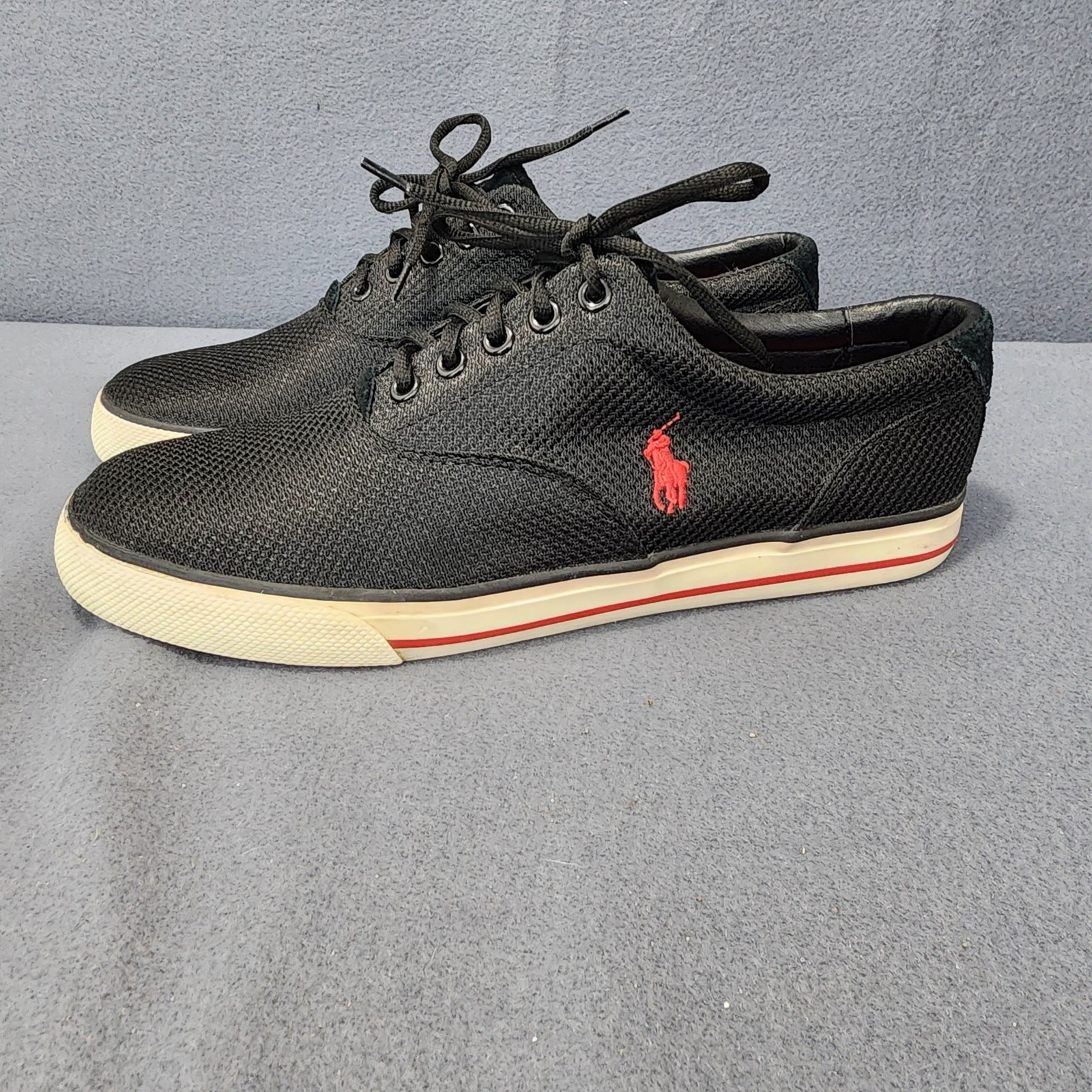 Scarpe Polo Ralph Lauren uomo 10 5 D Vaughn nero rosso pony classiche preppy usate in ottime condizioni