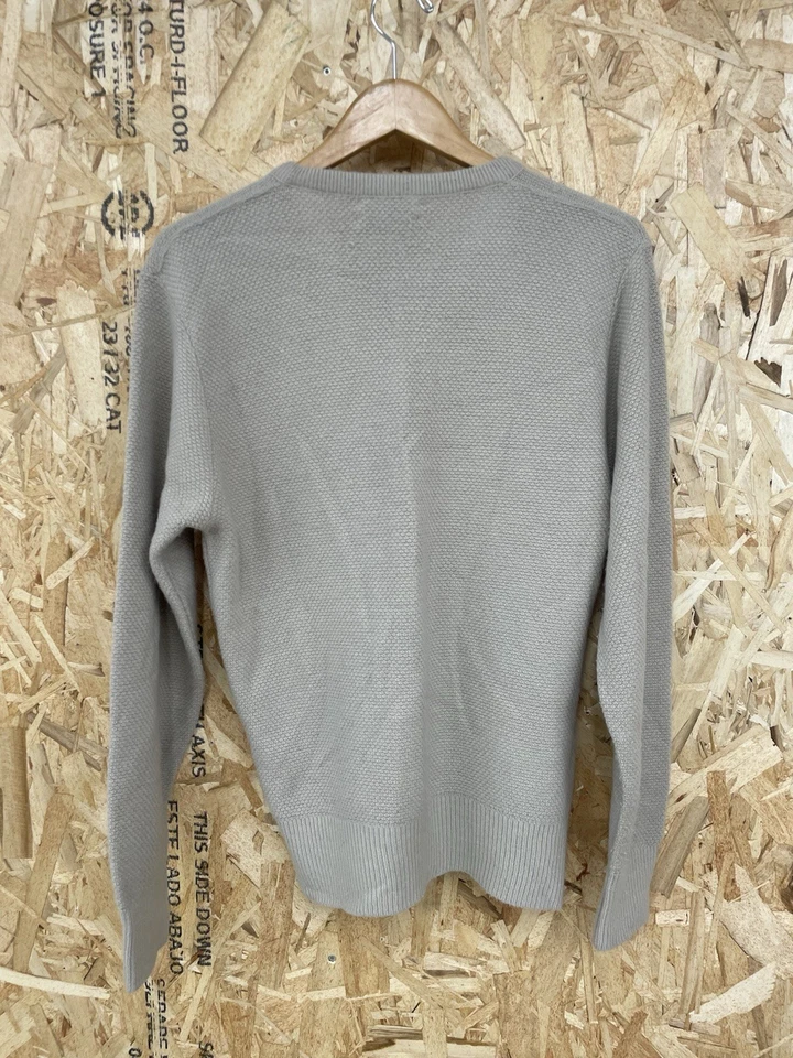 Suéter de Colección Christian Dior Cuello en V Crema Tostado Texturizado Tejido Logo Para Mujer Talla M Foto 4 de 4