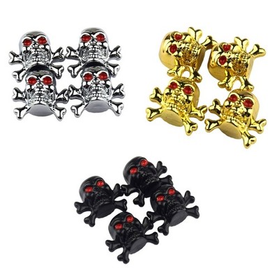 4Pcs Car Wheel Tire Valves Stem Caps Skull Style Car Tyre Caps Seal Stem Cover