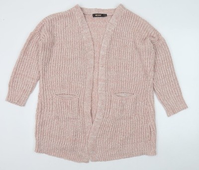 Misspap Damen rosa V-Ausschnitt Nylon Cardigan Pullover Größe 10