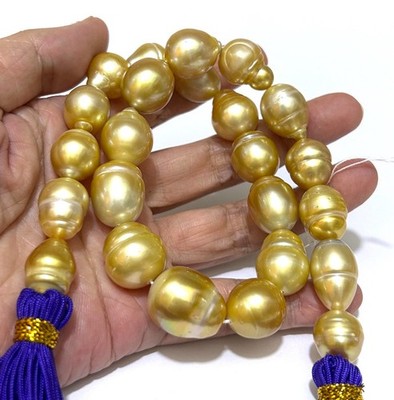 Giant Oval Baroque 12 - 19.8mm 24 pcs South Sea Natural Gold Pearl 16'' Strand