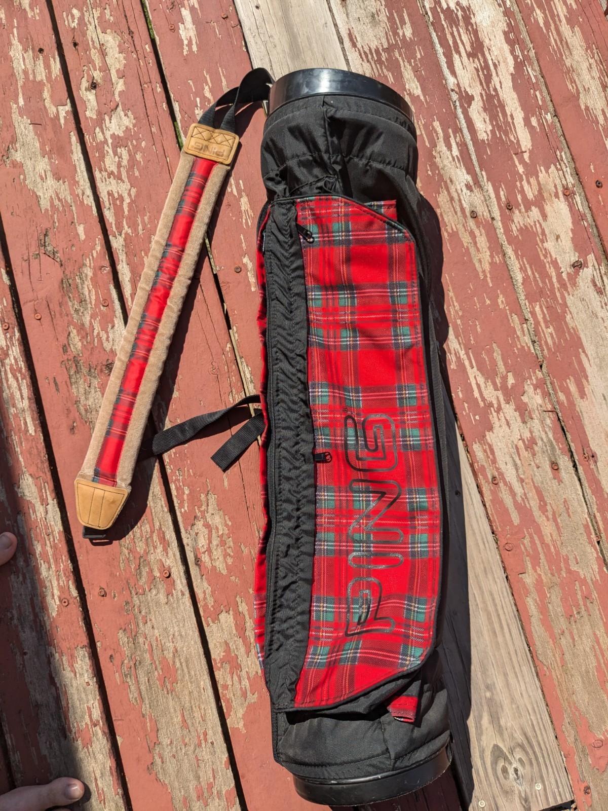 Vintage Ping Tartan Plaid Golf Bag Red Green