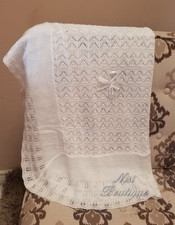 Beautiful White Baby Blanket, Baby Crochet Blanket, Baptism Blanket
