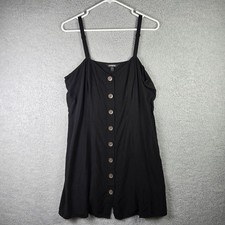 Express Button Front Black Sun Dress Size Large Womens 100% Rayon