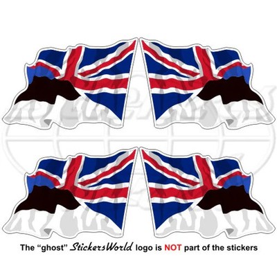 ESTONIA-UK Waving Flag Estonian-British Union Jack 50mm (2'') Stickers Decals x4