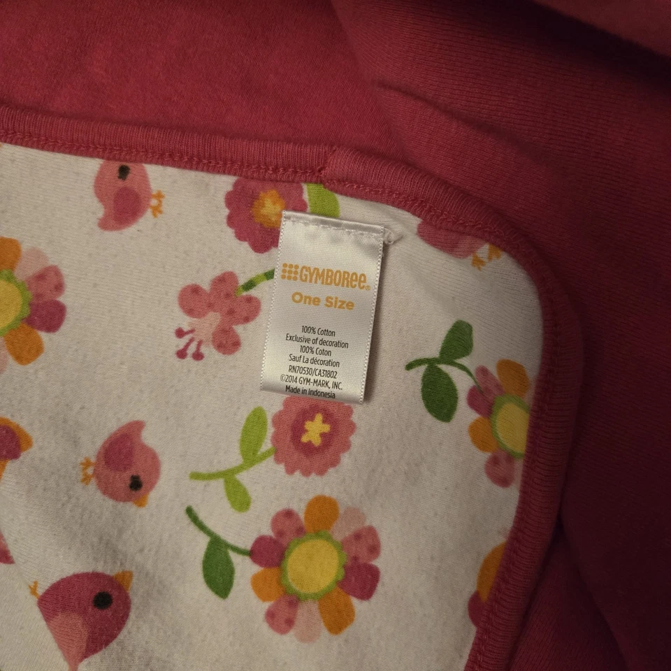 Vintage Baby Girl Gymboree Pink Little Birdie Blanket Flowers White 2014 29x26" - Image 2 of 4