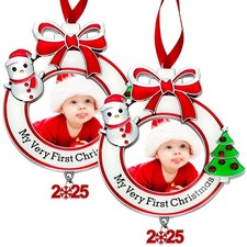 Christmas Baby's First Photo Ornament 2026 My Very First Christmas Photo Fram...
