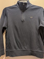 Vineyard Vines Boys Large Navy Blue High Neck 1/4 Zip Long Sleeve Pullover