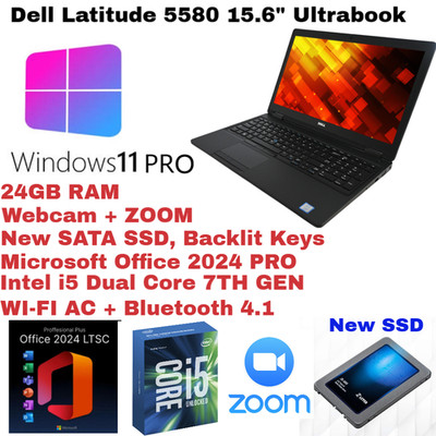 Dell 5580_Windows 11 PRO New 1TB SSD_24GB RAM Webcam Backlit+ Office 2024 PRO