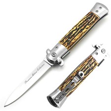 Premium Stiletto Milano Collection Spring Assist Knife Faux Bone Handle