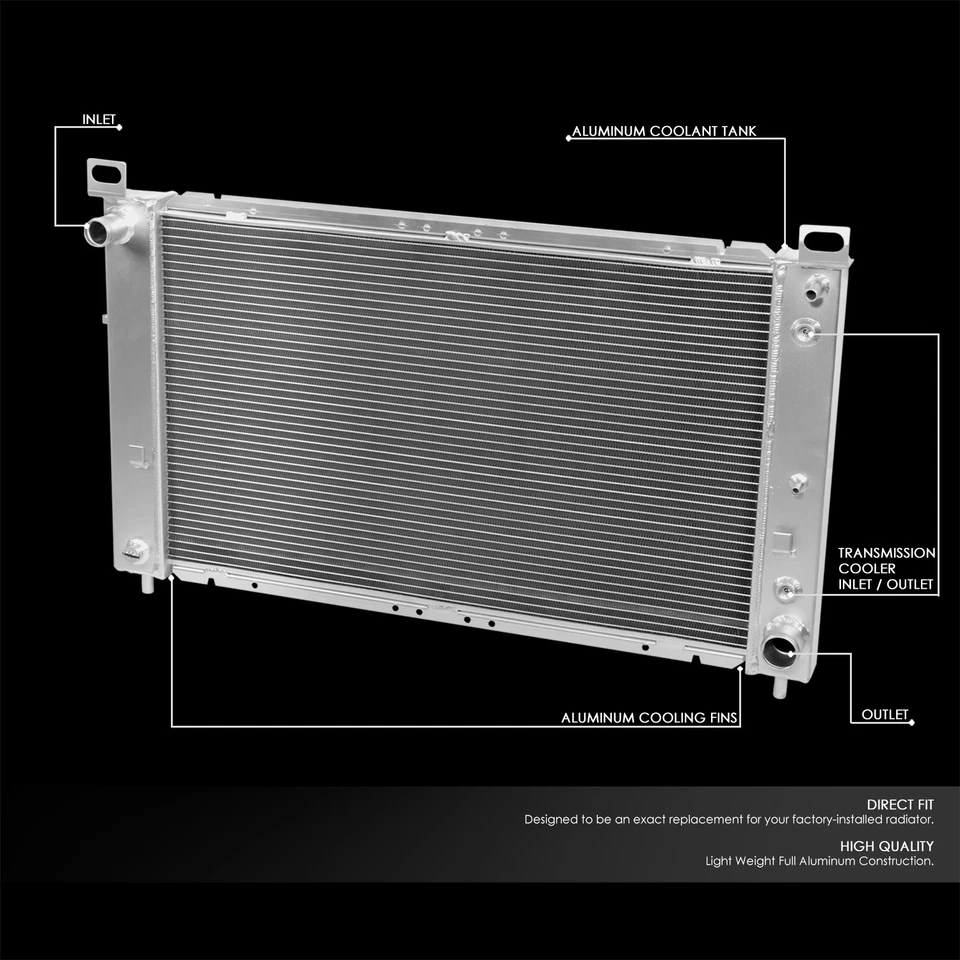 2-ROW ALUMINUM RACING RADIATOR+2 FAN FOR 99-12 SILVERADO 1500/2500 4.8/5.3L AT - Image 3 of 4