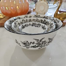 Set New England Toile Black White Set Of 3 Bowls by Tabletops Unlimited