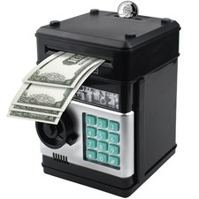 Suliper Electronic Piggy Bank for Kids, Mini ATM Safe w/ Code Lock, Coin/Cash