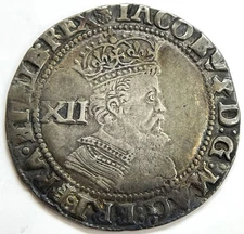 1621-1623 AD SILVER ENGLAND SHILLING KING JAMES I COIN ABOUT UNC. SPINK #2668