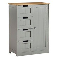 Priano Free Standing Unit 4 Drawer 1 Door Grey Wood Bathroom Vanity Cupboard