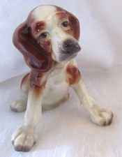 Vintage GoldCrest Dog Spaniel Brown White Ceramic Pottery Figurine 4-1/4" tall