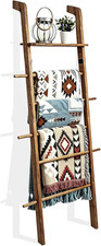 Blanket Ladder 67" Wide 6-Tier Wooden Farmhouse Rustic Towel Rack Blanket Rack
