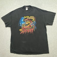 Vintage Six Flags Fright Fest Find Your Scream Black XL T-Shirt Pirate Skull