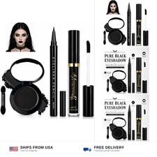 Black Eyeshadow Eyeliner Lipstick Set Waterproof Goth Makeup Kit Halloween