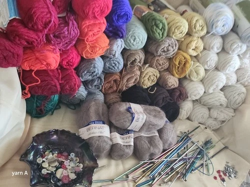 Huge Vintage Acrylic Yarn Lot  Mixed Brands With Multiple Colors - product listing photo