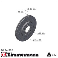 2X Zimmermann 100.1233.52 Bremsscheibe FüR Seat Skoda VW Audi Ibiza Toledo Leon