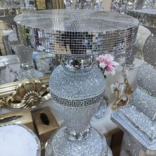 Silver Mirrored Side Table Infinity Stand Bed Side Sparkle Border