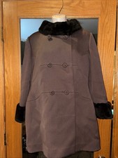 London s Vintage Double Breasted Coat in Brown Fur Cuffs Collar