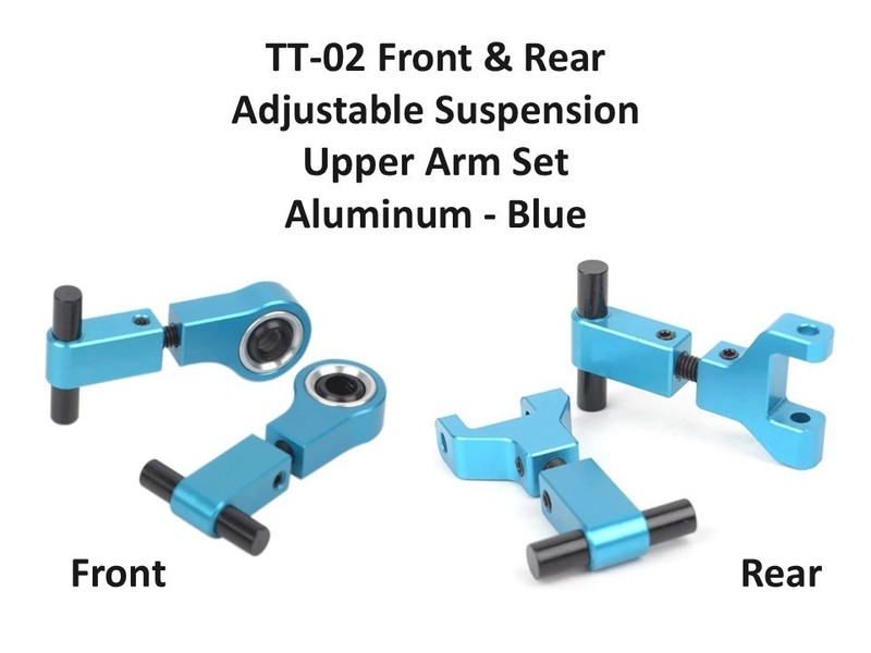 TT-02 Front & Rear Adjustable Suspension Upper Arm Set - Aluminum - Blue - NEW!!