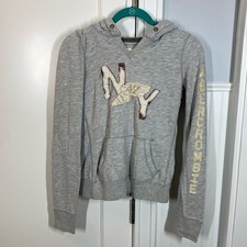 Gray Abercrombie  fitch Hoodie with NY Patch womens size xl slim fit y2k og A F