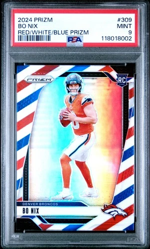 2024 PANINI PRIZM RED/WHITE/BLUE PRIZM #309 BO NIX ROOKIE RC PSA 9