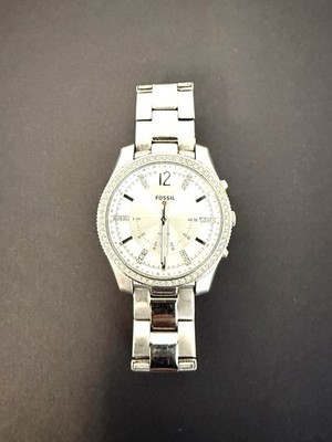 Fossil Hybrid NDW4K Smartwatch Silver/Stainless Rhinestone Watch AS IS - READ